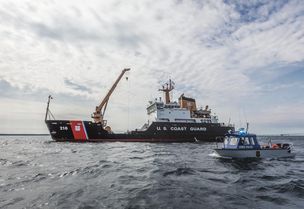 Conclusion 10 U.S. Coast Guard Alder and Michigan State Police conduct open water containment and recovery.