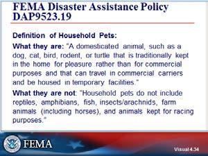 Visual 4.34 Post-Katrina Emergency Management Reform Act (PKEMRA) Household Pet.