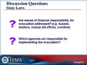 7 Discussion Questions State Laws What are the limitations of authority related to recommended and ordered evacuation?