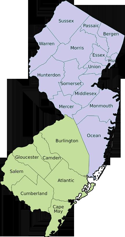 New Jersey Counties and Regions Northern New Jersey includes the counties in the New