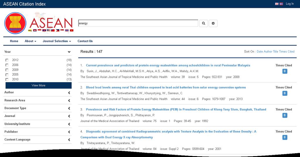 Display format : Author Format Search results Sort on: Date, Author, Title, Time Cited Times Cited Filter