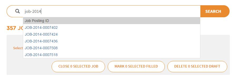 3. Clicking on a suggested Job Title will display it in the results listing. Clicking on the Search button will display all the suggested Job Titles in the results listing. Search by Job ID 1.