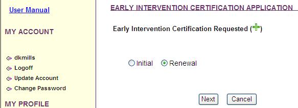 Then click Next. Once you click next, the screen will be populated with all of the certifications you currently hold.