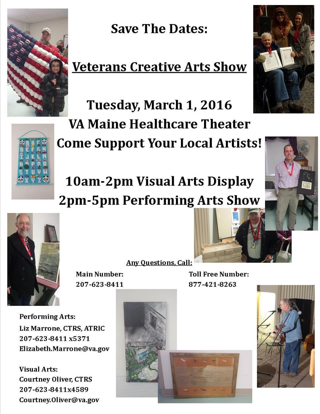 Maine Veterans Creative Arts Festival: March 1, 2016, Togus VA.