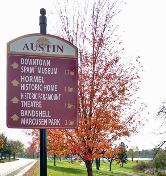 Gateway to Austin Near East Side Lake you can find an example of the beautiful new directional signs that are scattered throughout town After several years of planning and hard work with government