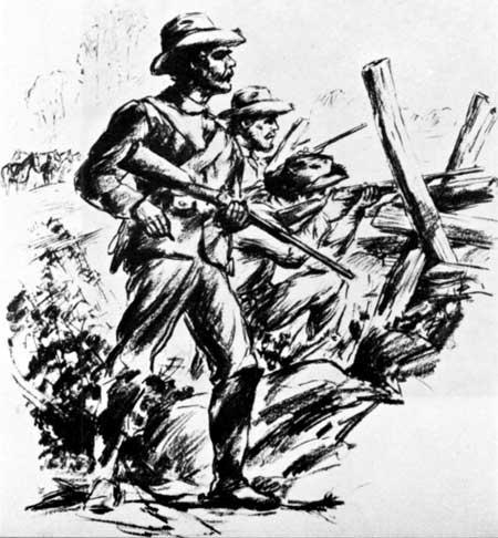 Cavalry outpost, by Charles A. Morgenthaler. A. P. Hill, in the absence of Lee, who was still beyond the mountains now took the initiative.