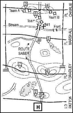 Figure 3-8H. Route reconnaissance (continued). When the scout platoon conducts a route reconnaissance, it often deploys in a vee formation because of the very focused nature of this mission.