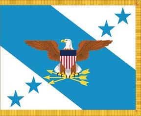 3 14. Office of the Vice Chairman, Joint Chiefs of Staff This flag (approved by the Secretary of Defense, 20 January 1987) is white with a diagonal medium blue stripe from upper hoist to lower fly.