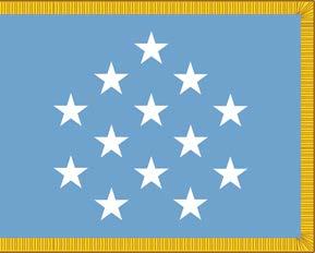 Section VI Medal of Honor Flag 3 53. Description A light blue flag 3-foot hoist by 4-foot fly bearing thirteen white stars in a configuration as on the Medal of Honor ribbon.