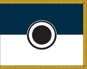 5 13. Corps The flag has two horizontal stripes of equal width with blue above white.