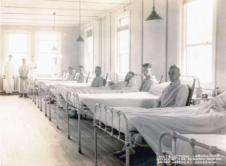 p A typical hospital ward at Walter Reed. Patients are here for observation.