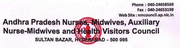 No. APNMC/1010/2014 Dt. 22-12-2014 From The Registrar, A.P. Nurses and Midwives Council, Sultanbazar, Hyderabad.