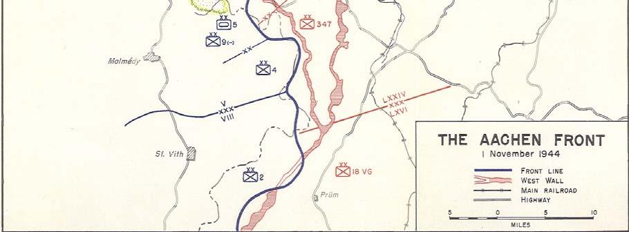 Rhine. Hodges had three corps within First Army totaling more than 256,000 men.
