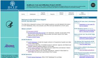 HCUP User Support Website Find detailed information on HCUP databases, tools, and products Access HCUPnet Find comprehensive list of HCUP-related