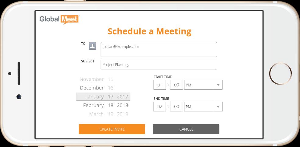 Enter the email addresses of your guests and a meeting subject.