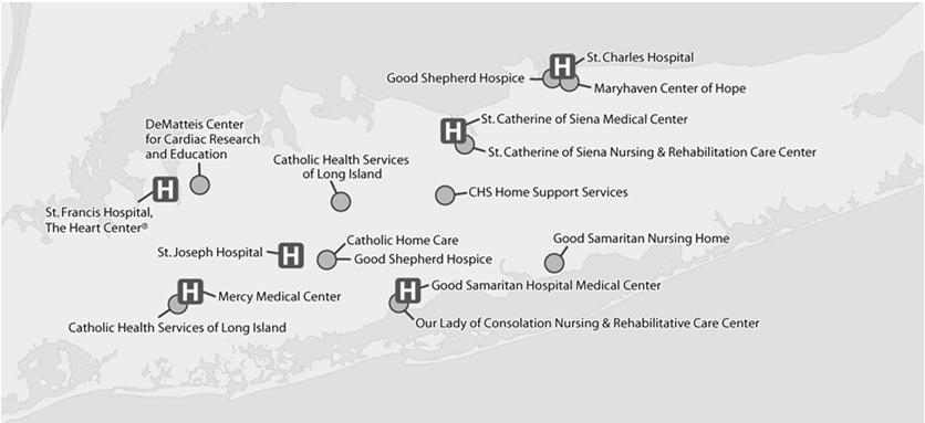Catholic Health Services of Long Island Catholic Health Services of Long Island (CHS) was founded in 1997 by the Diocese of Rockville Centre and encompasses facilities and services that originated as