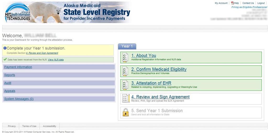 SLR Home page-attestation of EHR-Complete Step 3 Attestation of EHR