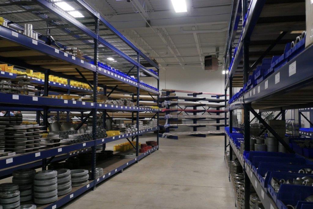 We are stocking all of our fittings in our first bay on a total of 6 rows of storage racks