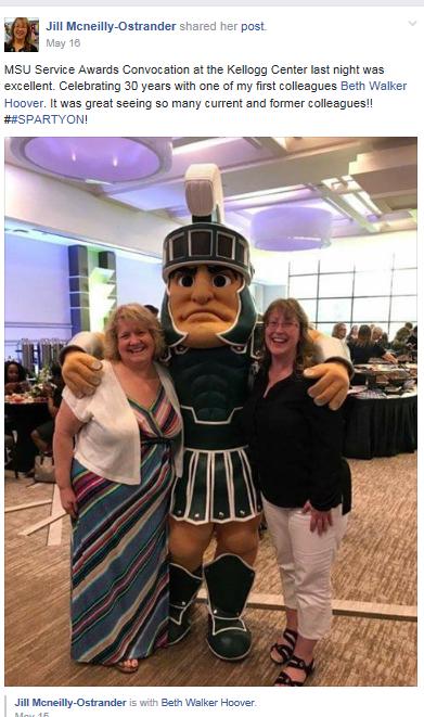 Staff with Sparty at