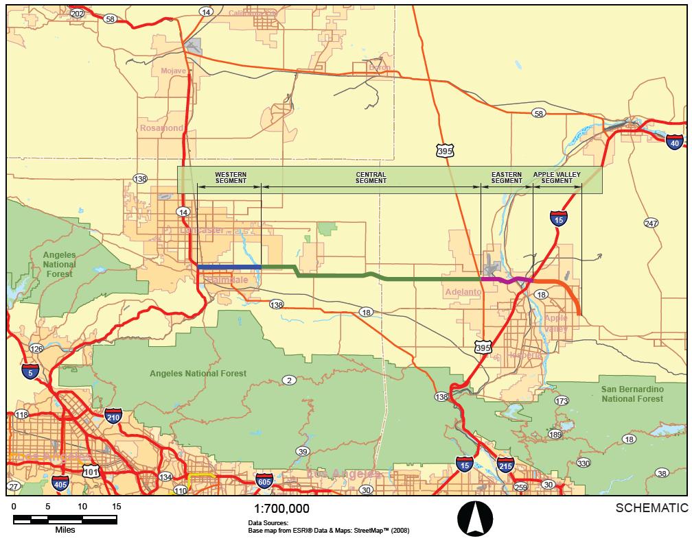 High Desert Corridor 63-mile east west corridor from SR-14 to I-15 Board approved JPA/Partnering