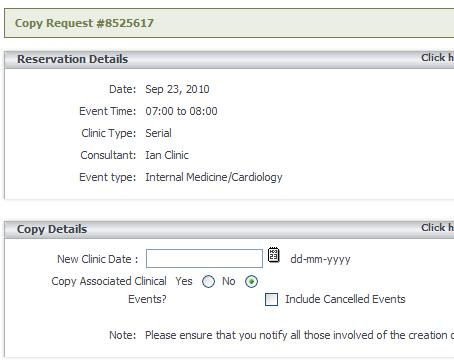 Copying the Clinical Frame [3] Provide a new date for the event by either clicking the date lookup icon or manually typing the date using the convention dd-mm-yyyy 4 3 5 [4] The Copy Associated