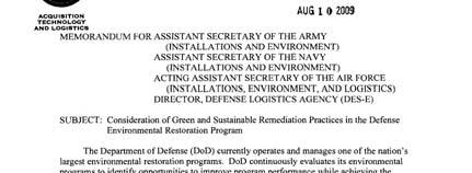 DoD s Strategy to Ensure Protectiveness Green Remediation Policy