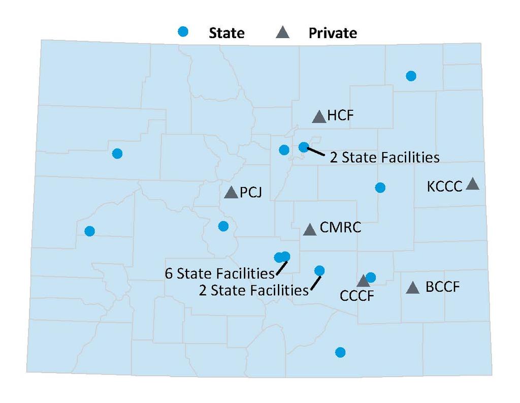 Table 1.Private Prison Contracts as of June 30, 2014 Facility Bent County Corr. Facility Crowley County Corr. Facility Kit Carson Corr. Center Cheyenne Mtn Reentry Center Hudson Corr.