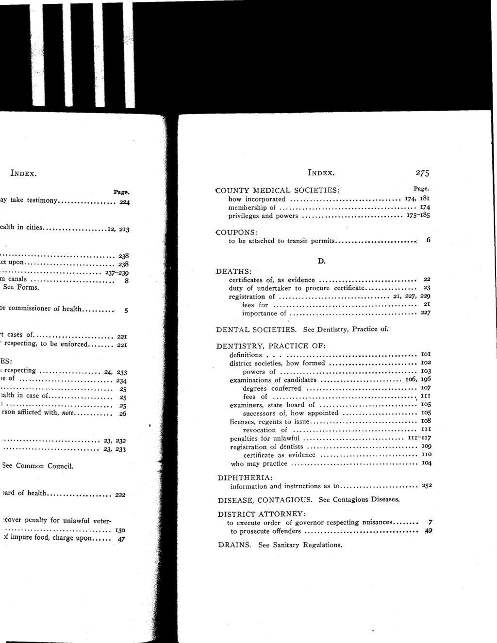 INDEX. 275 'COUNTY MEDICAL SOCIETIES : Page.