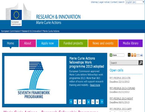 7. Useful Links Marie Curie Actions website: http://ec.europa.