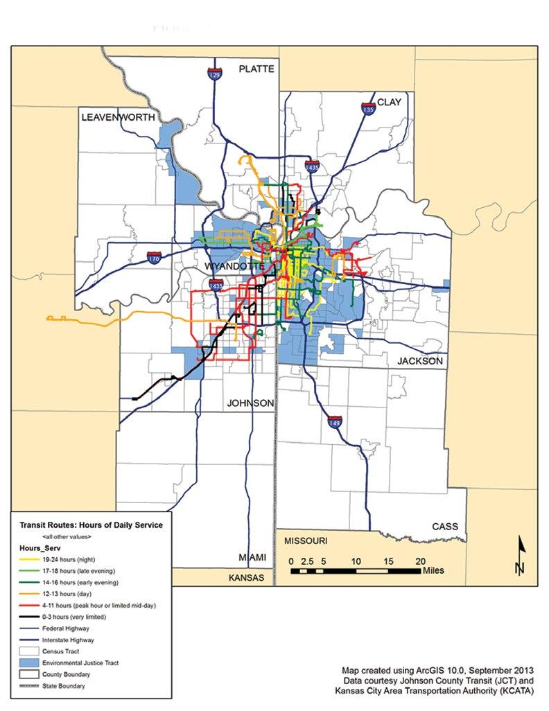Transit Service An examination of fixed-route transit service compared to environmental justice areas provides another context for assessing regional equity particularly whether minority and