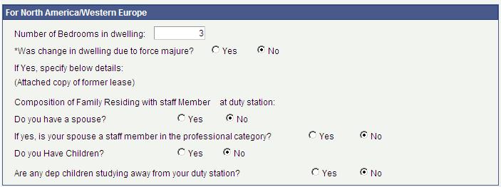 Europe will appear. Fill in the required fields. Note that the questions will default to No. n.