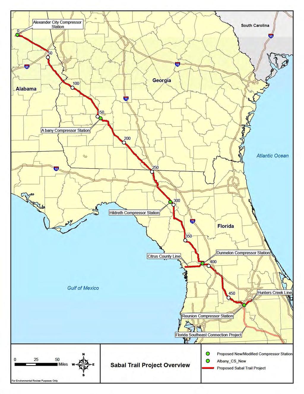 South Carolina ~ ~ Atlantic Ocean Gulf of Mexico Proposed New/Modified Compressor Station 0 25 50 0 Albany_CS_New