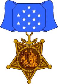 a green laurel wreath and suspended from a gold bar inscribed VALOR, surmounted by an eagle. In the center of the star, Minerva s head surrounded by the words UNITED STATES OF AMERICA.