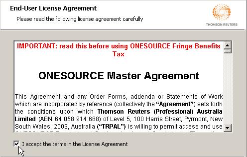 the ONESOURCE Fringe Benefits Tax application commences.