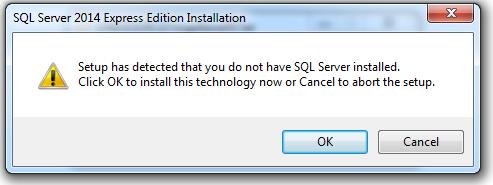 Stand-alone Installer: Steps to install 2.4. SQL Server 2014 If you do not have an existing instance of SQL Server 2008 R2 (i.e. you are installing on a new PC or have never installed before) then MS SQL Server 2014 Express will be installed.