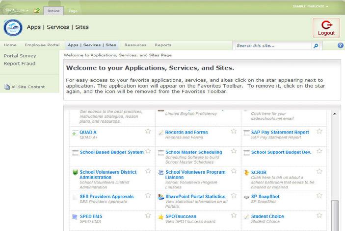 Employee Portal - Apps Services and Sites From the Employee Portal page, the Apps