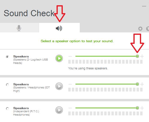 Select the speaker tab and then turn