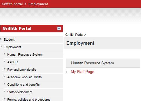 Alternatively you can select Employment from the left hand side navigation menu, and click My Staff