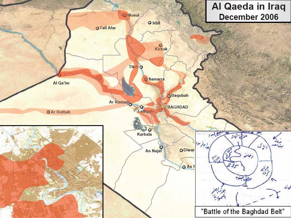 Institute for the Study of War, Developments Fighting AQI in 2007, January 2008 2 (Source MNF-Iraq) AQI depended on the areas immediately around Baghdad in order to funnel fighters, weapons and money