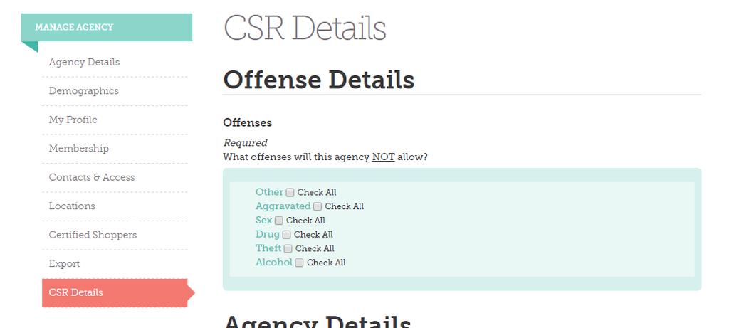CSR DETAILS RESTRICTIONS AND AVAILABILITY 1. Log into your agency account on VOLY.org 2. Click on the Manage My Agency 3.