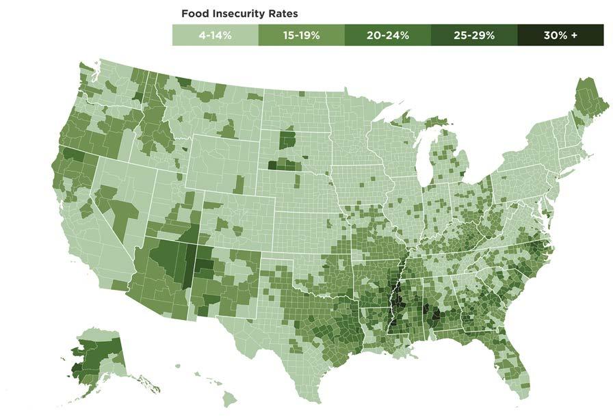 Section 1 Food insecurity and health Fig. 1. Distribution of food insecurity in the U.S. Source: Feeding America, Map the Meal Gap (2015), Map.feedingamerica.
