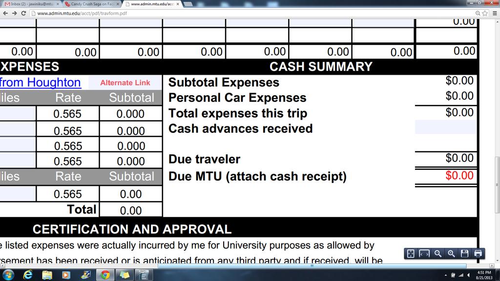 STEP 3: Personal car expenses If you drove your own personal vehicle to the conference location, you should fill out this section.