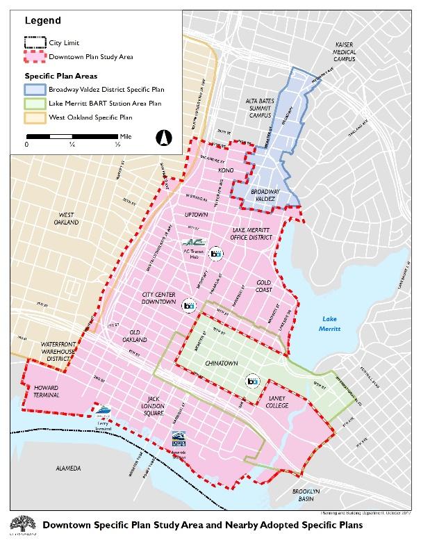 Creating a specific plan for the downtown neighborhoods and districts will help weave together the recent specific plans for the West Oakland, Chinatown, and upper Broadway areas adjoining downtown,