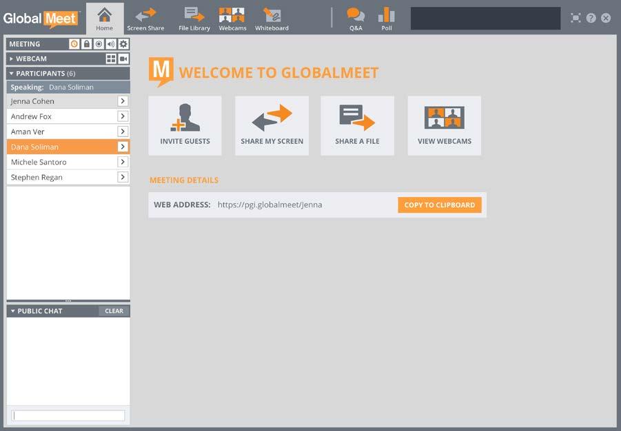 WEBCAM MEETING MODE GlobalMeet can now display up to six