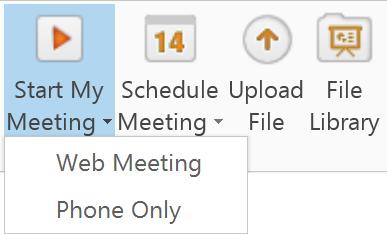 GlobalMeet Toolbar On the toolbar, click Start My Meeting and then select Web Meeting or Phone Only.