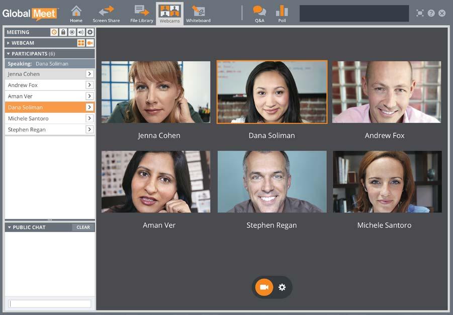 WEB MEETING FEATURES WEBCAMS The webcam meeting mode feature allows up to six participants to share their
