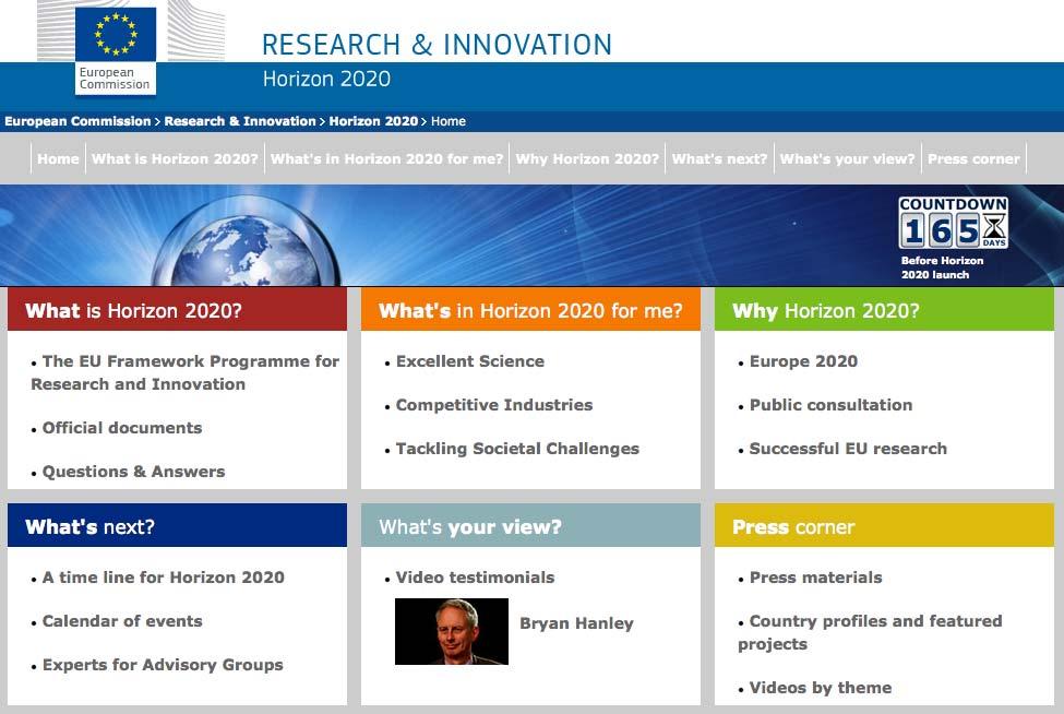WHERE TO FIND RELEVANT INFORMATION Programme websites, such as CORDIS :