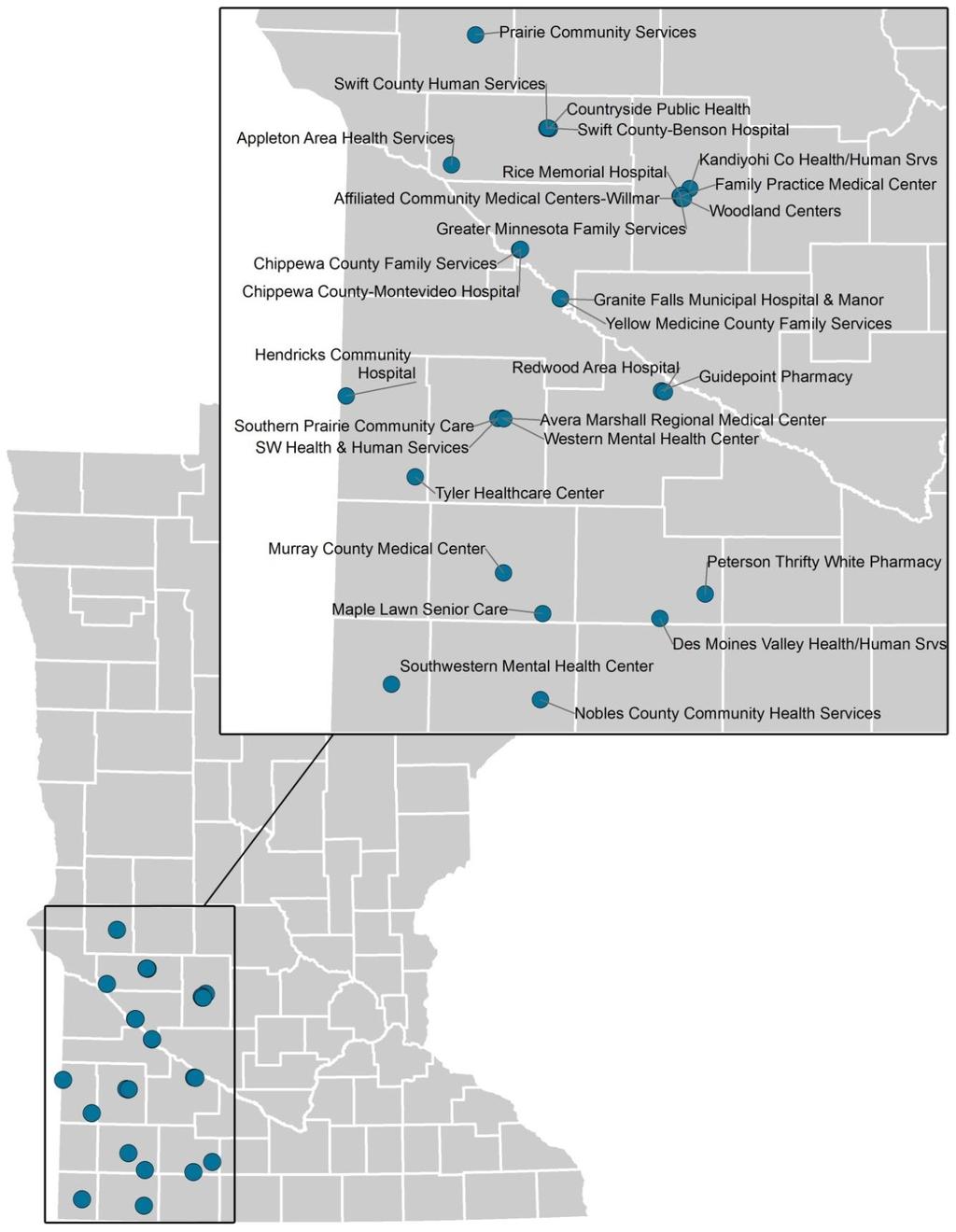 11. Southern Prairie Community Care Note: Plotted organizations may overlap because they are in close proximity.