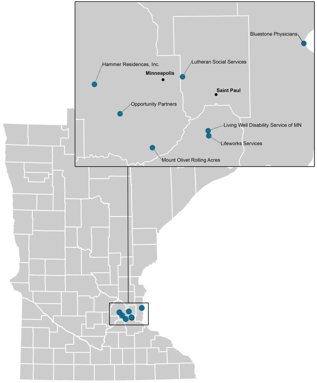 3. Lutheran Social Services of Minnesota (Altair ACO) Note: Plotted organizations may overlap because they are in close proximity.