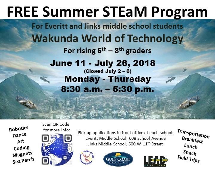 Additional STEM Camps at FSU-PC Institute on Nuclear Science and Medicine Five-day camp for Rising 9th Graders Must have completed Algebra 1 July 23rd - 27th 8:00 a.m. - 3:00 p.m. Project Lead the Way For students from a Title I Elementary School with at least 95% attendance July 16th - 19th and July 23rd - 25th 9:00 a.